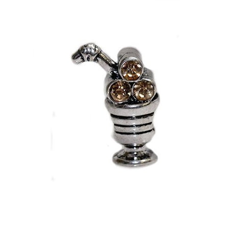 Topaz Cocktail Cup with Crystals Charm Bead for Snake Chain Bracelet - Sexy Sparkles Fashion Jewelry - 2
