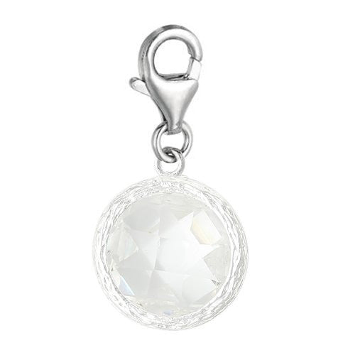 Clip on April Birthstone Charm Dangle Pendant for European Clip on Charm Jewelry w/ Lobster Clasp - Sexy Sparkles Fashion Jewelry