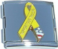 Support Our Troops on Yellow Ribbon Italian Charm Bracelet Link - Sexy Sparkles Fashion Jewelry - 4