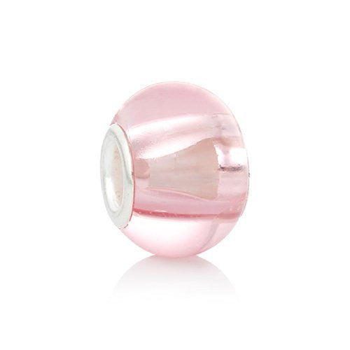 Five (5)Light pink Glass European Murano Lampwork Beads Compatible with European Snake Chain Bracelet - Sexy Sparkles Fashion Jewelry - 1
