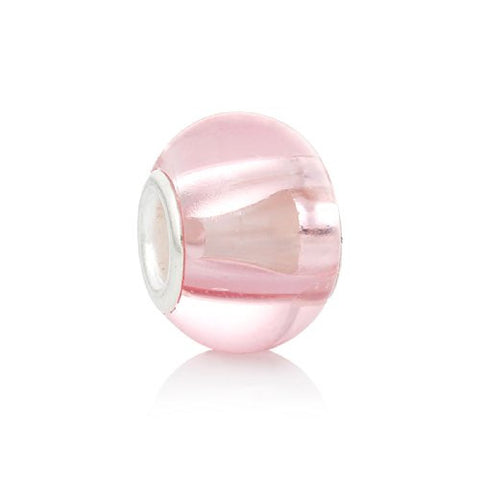 Five (5)Light pink Glass European Murano Lampwork Beads Compatible with European Snake Chain Bracelet - Sexy Sparkles Fashion Jewelry - 1