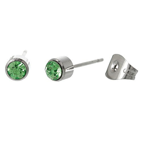 August Stainless Steel Post Stud Earrings with  Rhinestone - Sexy Sparkles Fashion Jewelry - 1