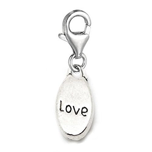 Clip on Love Charm Pendant for European Clip on Charm Jewelry w/ Lobster Clasp - Sexy Sparkles Fashion Jewelry