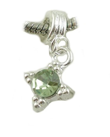 Light Green  Rhinestone Dangle European Style European Bead Compatible for Most European Snake Chain Charm Bracelet - Sexy Sparkles Fashion Jewelry - 1