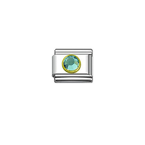 March Crystal Birthstone Italian 9mm Charm Link for Bracelet - Sexy Sparkles Fashion Jewelry - 1