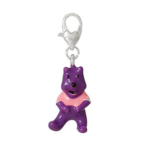 Happy Bear wearing a pink T-shirt Clip on for Bracelet or Necklace