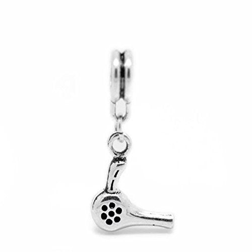 Hair Dryer Charm Dangle Bead Spacer For Snake Chain Charm Bracelet - Sexy Sparkles Fashion Jewelry
