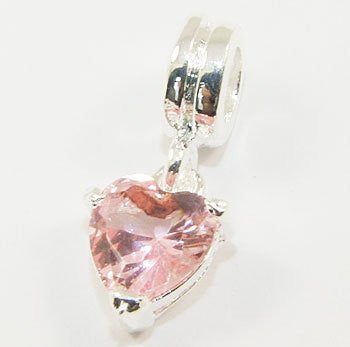 Beautiful Cubic Zircon  Crystal Shaped Heart Charm Dangle For Snake Chain Charm Bracelet - Sexy Sparkles Fashion Jewelry - 2