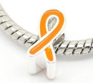 Orange Ribbon Awareness European Bead Compatible for Most European Snake Chain Bracelet - Sexy Sparkles Fashion Jewelry - 2