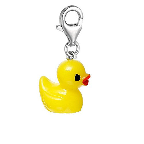 Resin Yellow Duck Clip On Charm Pendant For European Jewelry w/ Lobster Clasp - Sexy Sparkles Fashion Jewelry