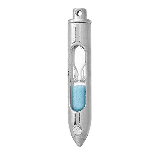 Sand Glass Silver Bullet Charm Pendant for Necklace