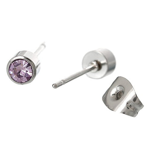 February Stainless Steel Post Stud Earrings with  Rhinestone - Sexy Sparkles Fashion Jewelry - 2