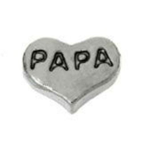 Papa Heart Floating Charms For Glass Living Memory Lockets - Sexy Sparkles Fashion Jewelry