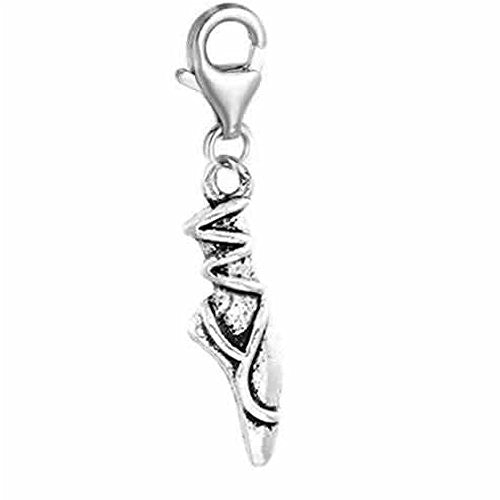 Ballet Shoe Clip On For Bracelet Charm Pendant for European Charm Jewelry w/ Lobster Clasp