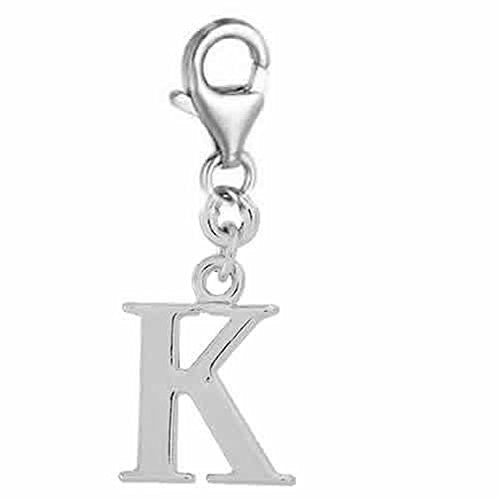 Dangling Letter K Clip on Pendant Charm for Bracelet or Necklace - Sexy Sparkles Fashion Jewelry - 1