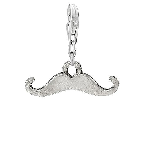 Mustache Clip On For Bracelet Charm Pendant for European Charm Jewelry w/ Lobster Clasp - Sexy Sparkles Fashion Jewelry