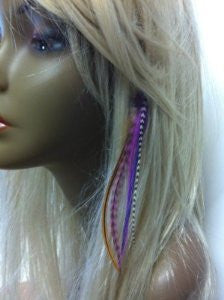 Clip-on 4-6 Purple & Brown Feathers for Hair Extension