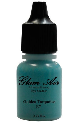 Set of Three (3) Shades of Glam Air Airbrush Eye Shadow Makeup E7 Golden Turquoise, E28 Light Magenta and E30 Exotic Blue Shimmer Water-based Formula Last All Day (For All Skin Types) 0.25oz Bottles - Sexy Sparkles Fashion Jewelry - 2
