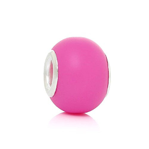 Five (5)Bright Pink Lampwork Murano Glass European Beads Compatible with European Snake Chain Bracelet - Sexy Sparkles Fashion Jewelry - 1