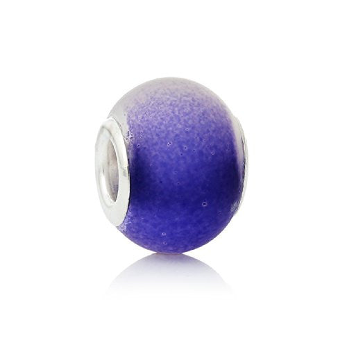 Five (5)Purples Glass European Murano Lampwork Beads Compatible with European Snake Chain Bracelet - Sexy Sparkles Fashion Jewelry - 1