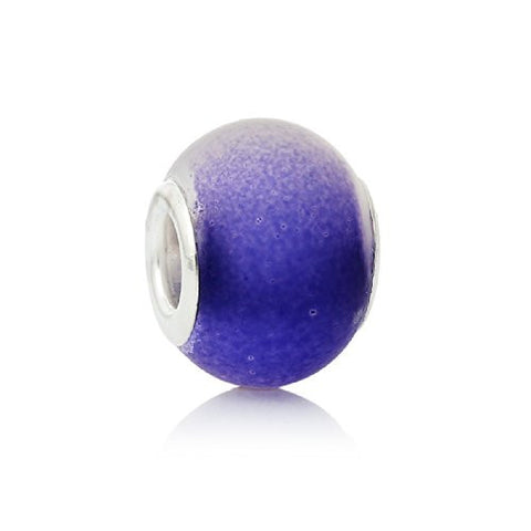 Five (5)Purples Glass European Murano Lampwork Beads Compatible with European Snake Chain Bracelet - Sexy Sparkles Fashion Jewelry - 1