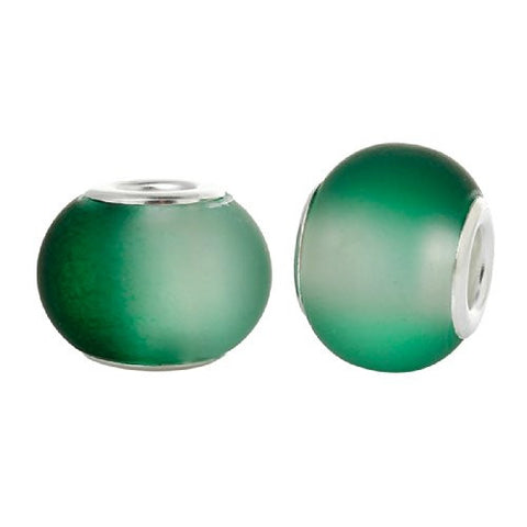 Five (5) Green Glass European Murano Lampwork Beads Compatible with European Snake Chain Bracelet - Sexy Sparkles Fashion Jewelry - 3