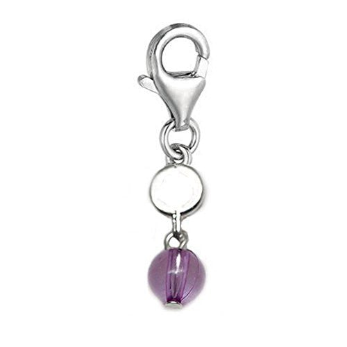 Clip on Purple Glass Charm Pendant for European Jewelry w/ Lobster Clasp - Sexy Sparkles Fashion Jewelry