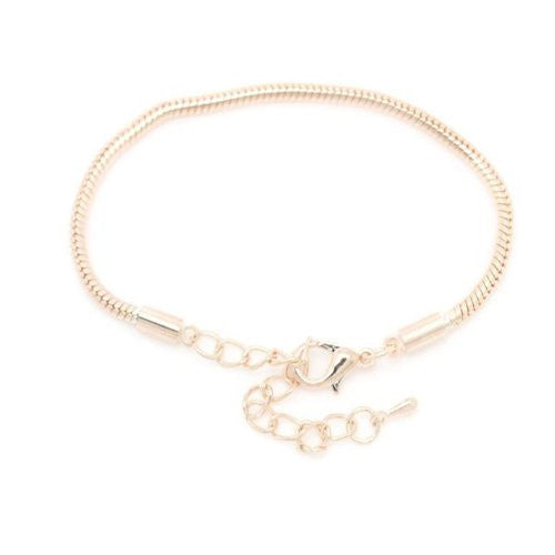 8.5" plus 2" extension Rose Gold Tone Snake Chain Bracelet with Lobster Clasp - Sexy Sparkles Fashion Jewelry - 1