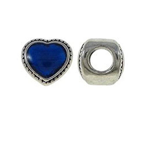 Enamel Heart European Bead Compatible for Most European Snake Chain Bracelet (Blue)
