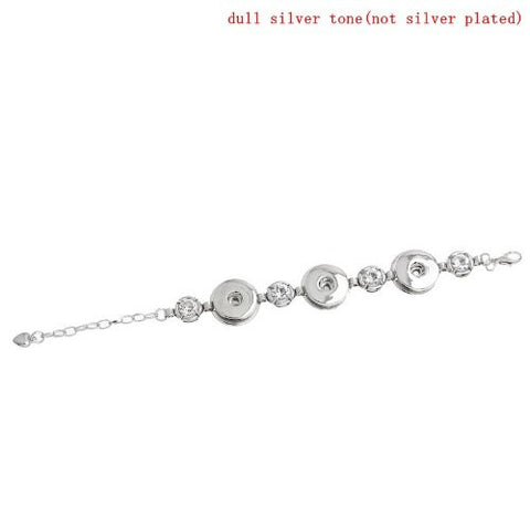 Chunk Lobster Clasp Bracelet Silver Tone Clear Rhinestone & Extender Chain Fit Snaps Chunk Buttons 16.5cm - Sexy Sparkles Fashion Jewelry - 3