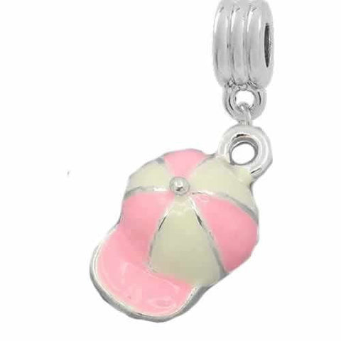 Pink and White Cap/hat European Bead Compatible for Most European Snake Chain Bracelet - Sexy Sparkles Fashion Jewelry - 2