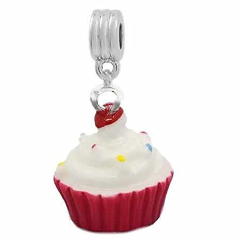 Vanilla Frosting Cupcake European Bead Compatible for Most European Snake Chain Bracelet - Sexy Sparkles Fashion Jewelry - 1