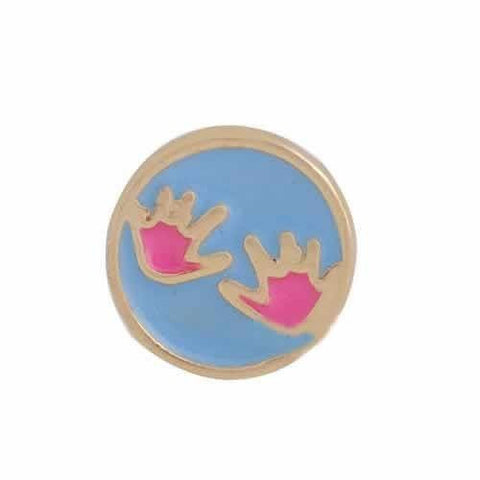 Round Locket Crystal Necklace Base and Floating Family Charms (Baby Hand Print) - Sexy Sparkles Fashion Jewelry - 4