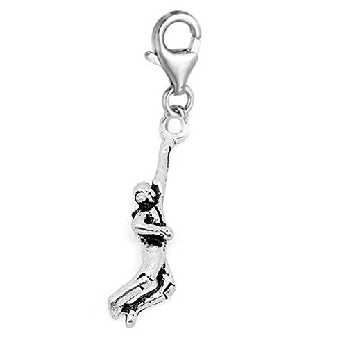 Clip on Basketball Player Charm Dangle Pendant for Clip On Charms Fits Link Chain Bracelet