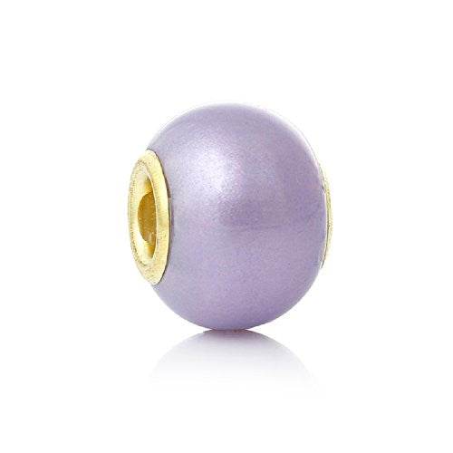 Five (5) Purple Lampwork Murano Glass European Beads Compatible with European Snake Chain Bracelet - Sexy Sparkles Fashion Jewelry - 1