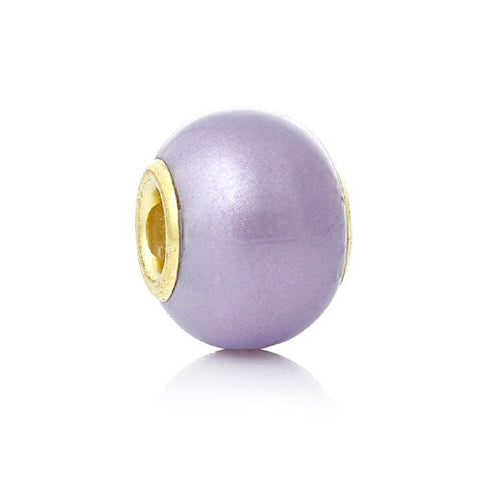 Five (5) Purple Lampwork Murano Glass European Beads Compatible with European Snake Chain Bracelet - Sexy Sparkles Fashion Jewelry - 1