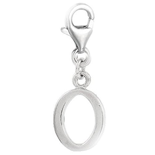 Clip on Number 0 Dangle Charm Pendant for European Clip on Charm Jewelry w/ Lobster Clasp