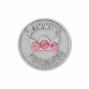 Round Locket Crystal Necklace Base and Floating Family Charms ("Mommy's Princess") - Sexy Sparkles Fashion Jewelry - 4