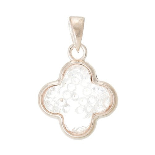 High Quality Floating Charm Glass Locket Pendants Flower Rose Gold 3.8cm x 2.5cm - Sexy Sparkles Fashion Jewelry - 1