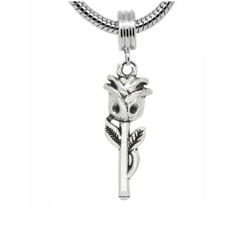 Rose Charm Dangle Charm European Bead Compatible for Most European Snake Chain Bracelet - Sexy Sparkles Fashion Jewelry
