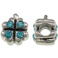 Four Leaf Clover with Blue Crytals Charm European Bead Compatible for Most European Snake Chain Bracelet - Sexy Sparkles Fashion Jewelry - 2