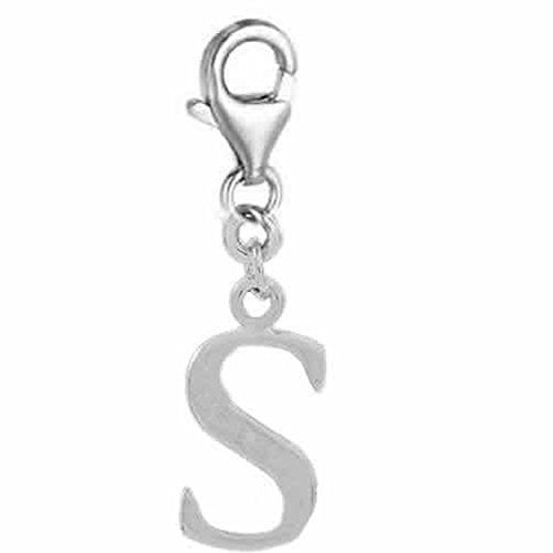 Dangling Letter S Clip on Pendant Charm for Bracelet or Necklace - Sexy Sparkles Fashion Jewelry - 1