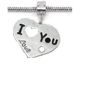 I Love You Love Dangle European Bead Compatible for Most European Snake Chain Charm Bracelet - Sexy Sparkles Fashion Jewelry - 2