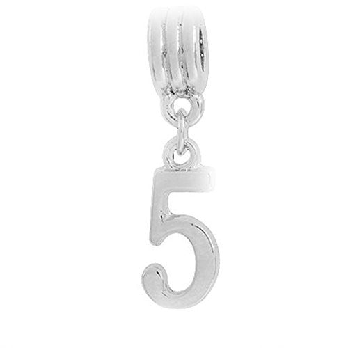 Number 5 Dangle Charm Bead for European Snake chain Charm Bracelet for Snake Chain Bracelet