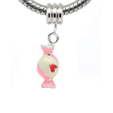 Pink Candy with Red Heart European Bead Compatible for Most European Snake Chain Bracelet - Sexy Sparkles Fashion Jewelry - 2