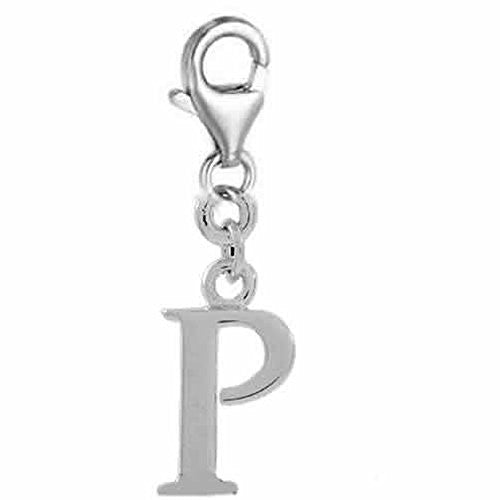 Dangling Letter P Clip on Pendant Charm for Bracelet or Necklace - Sexy Sparkles Fashion Jewelry - 1