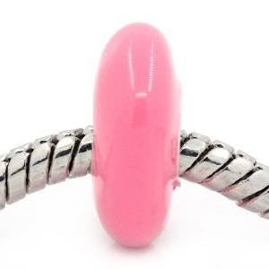 European Charm Beads Flat Round Silver Plated Enamel hot pink - Sexy Sparkles Fashion Jewelry - 4