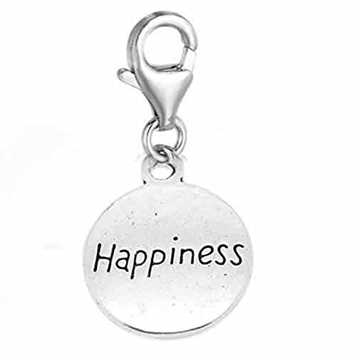 Clip on Happiness Charm Dangle Pendant for European Clip on Charm Jewelry with Lobster Clasp