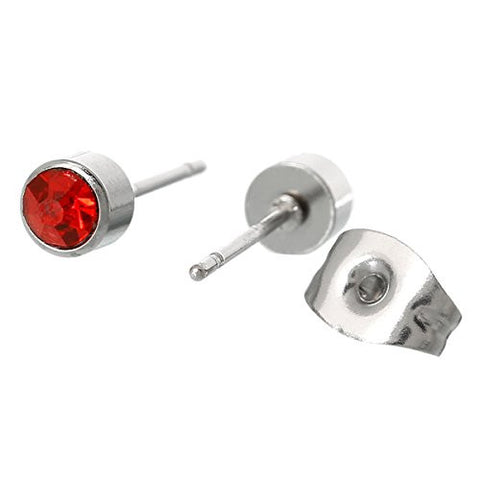 July Birthstone Stainless Steel Post Stud Earrings with  Rhinestone - Sexy Sparkles Fashion Jewelry - 2