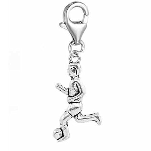 Clip on Football Player Charm Dangle Pendant for European Clip on Charm Jewelry with Lobster Clasp - Sexy Sparkles Fashion Jewelry